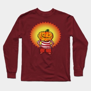 halloween pumpkin head naughty boy funny cartoon Long Sleeve T-Shirt